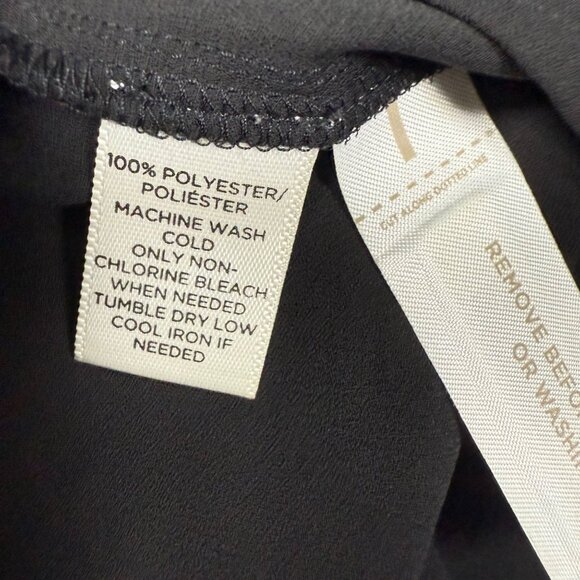 Ann Taylor Loft Black Blouse Small Crochet Yoke Long Sleeve Flowy Design New Wit - Picture 5 of 7